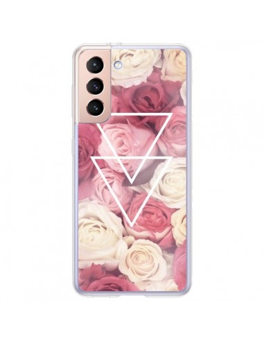 Coque Samsung Galaxy S21 Plus 5G Roses Triangles Fleurs - Jonathan Perez