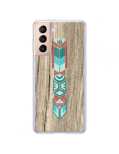 Coque Samsung Galaxy S21 Plus 5G Totem Tribal Azteque Bois Wood - Jonathan Perez
