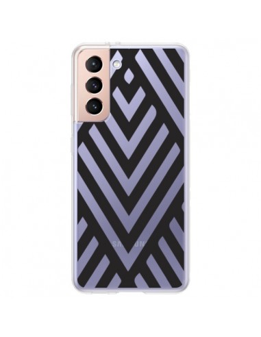 Coque Samsung Galaxy S21 Plus 5G Geometric Azteque Noir Transparente - Dricia Do