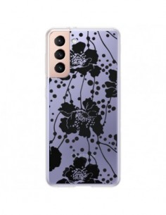 Coque Samsung Galaxy S21 Plus 5G Fleurs Noirs Flower...