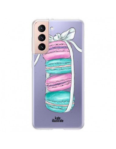 Coque Samsung Galaxy S21 Plus 5G Macarons Pink Mint Rose Transparente - kateillustrate