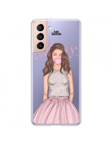 Coque Samsung Galaxy S21 Plus 5G Bubble Girl Tiffany Rose Transparente - kateillustrate
