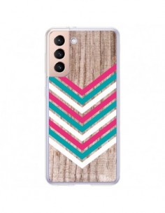 Coque Samsung Galaxy S21 Plus 5G Tribal Aztèque Bois Wood...