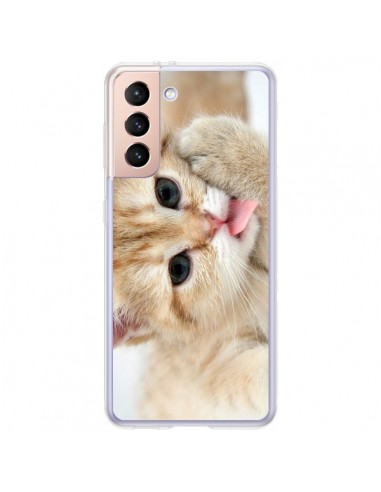 Coque Samsung Galaxy S21 Plus 5G Chat Cat Tongue - Laetitia