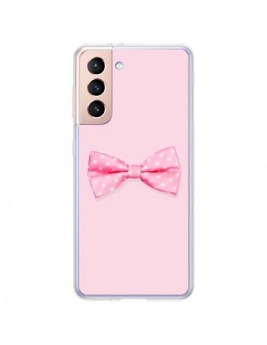 Coque Samsung Galaxy S21 Plus 5G Noeud Papillon Rose Girly Bow Tie - Laetitia