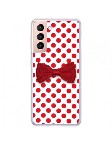 Coque Samsung Galaxy S21 Plus 5G Noeud Papillon Rouge Girly Bow Tie - Laetitia