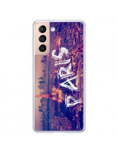 Coque Samsung Galaxy S21 Plus 5G Paris Tour Eiffel Tower Nuit - Laetitia