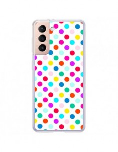 Coque Samsung Galaxy S21 Plus 5G Pois Multicolores -...