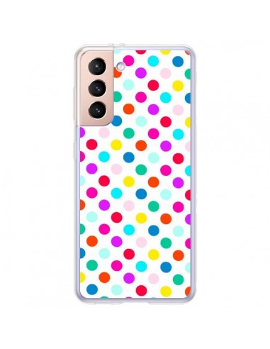 Coque Samsung Galaxy S21 Plus 5G Pois Multicolores - Laetitia