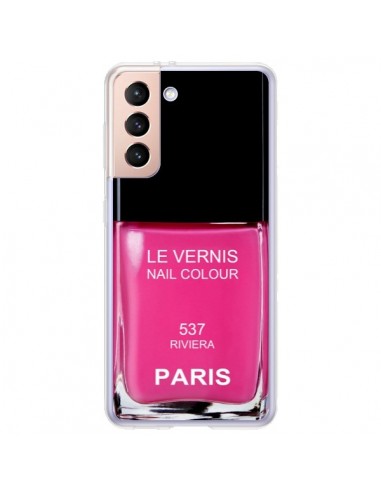 Coque Samsung Galaxy S21 Plus 5G Vernis Paris Riviera Rose - Laetitia