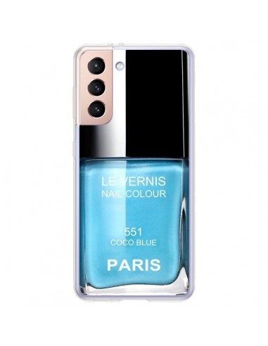 Coque Samsung Galaxy S21 Plus 5G Vernis Paris Coco Blue Bleu - Laetitia