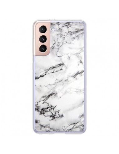 Coque Samsung Galaxy S21 Plus 5G Marbre Marble Blanc White - Laetitia