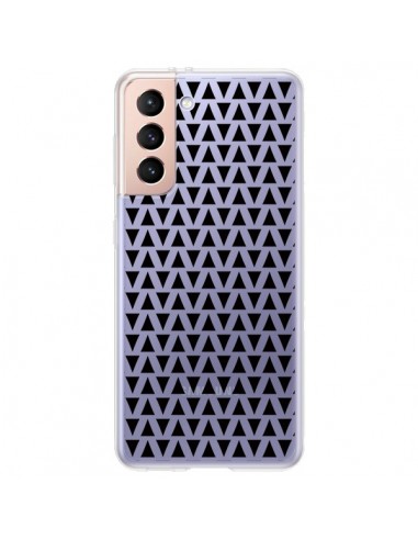 Coque Samsung Galaxy S21 Plus 5G Triangles Romi Azteque Noir Transparente - Laetitia