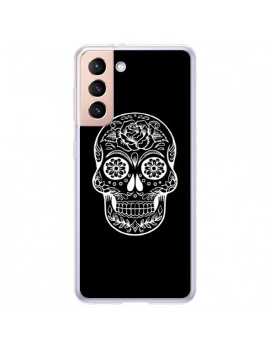 Coque Samsung Galaxy S21 Plus 5G Tête de Mort Mexicaine Blanche - Laetitia