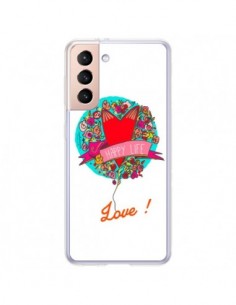 Coque Samsung Galaxy S21 Plus 5G Love Happy Life -...