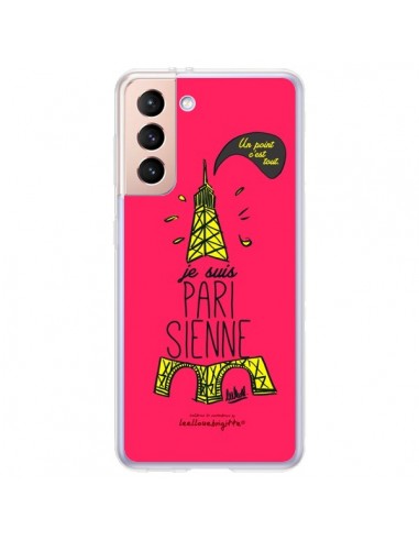 Coque Samsung Galaxy S21 Plus 5G Je suis Parisienne La Tour Eiffel Rose - Leellouebrigitte
