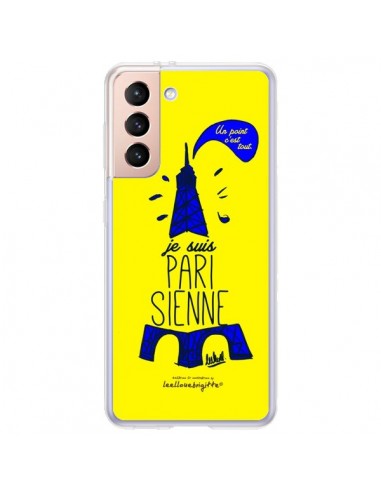 Coque Samsung Galaxy S21 Plus 5G Je suis Parisienne La Tour Eiffel Jaune - Leellouebrigitte