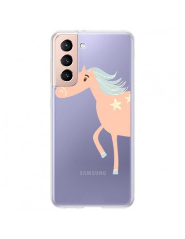 Coque Samsung Galaxy S21 Plus 5G Licorne Unicorn Rose Transparente - Petit Griffin