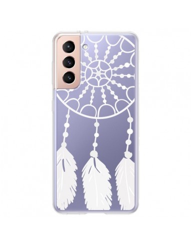 Coque Samsung Galaxy S21 Plus 5G Attrape Rêves Blanc Dreamcatcher Transparente - Petit Griffin