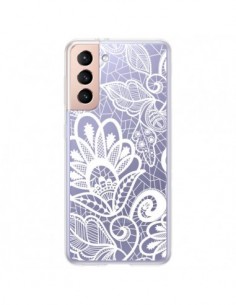 Coque Samsung Galaxy S21 Plus 5G Lace Fleur Flower Blanc...