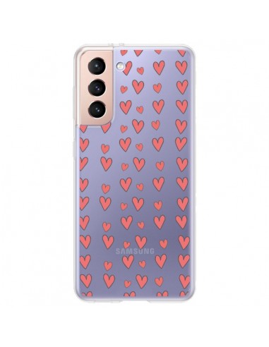Coque Samsung Galaxy S21 Plus 5G Coeurs Heart Love Amour Rouge Transparente - Petit Griffin