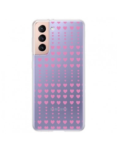Coque Samsung Galaxy S21 Plus 5G Coeurs Heart Love Amour Rose Transparente - Petit Griffin