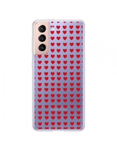 Coque Samsung Galaxy S21 Plus 5G Coeurs Heart Love Amour Red Transparente - Petit Griffin