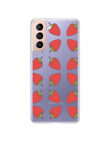 Coque Samsung Galaxy S21 Plus 5G Fraise Fruit Strawberry Transparente - Petit Griffin