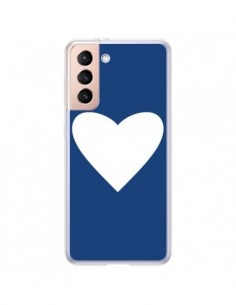 Coque Samsung Galaxy S21 Plus 5G Coeur Navy Blue Heart -...