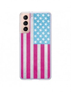 Coque Samsung Galaxy S21 Plus 5G Drapeau USA Vintage -...