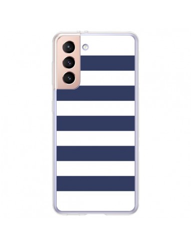 Coque Samsung Galaxy S21 Plus 5G Bandes Marinières Bleu Blanc Gaultier - Mary Nesrala