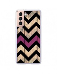 Coque Samsung Galaxy S21 Plus 5G Chevron Vintage Bois...
