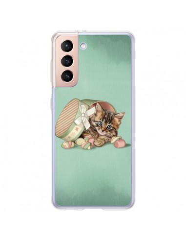 Coque Samsung Galaxy S21 Plus 5G Chaton Chat Kitten Boite Bonbon Candy - Maryline Cazenave