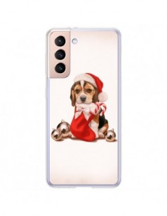 Coque Samsung Galaxy S21 Plus 5G Chien Dog Pere Noel...