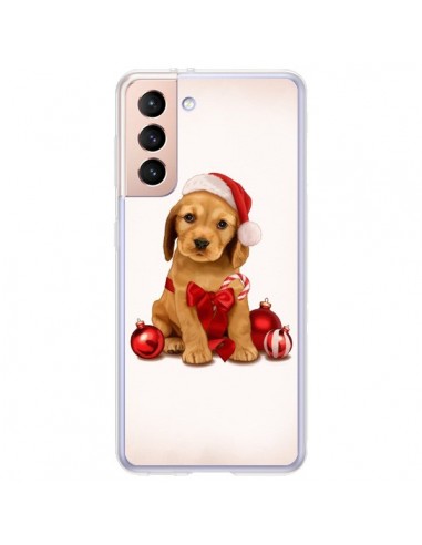 Coque Samsung Galaxy S21 Plus 5G Chien Dog Pere Noel Christmas Boules Sapin - Maryline Cazenave