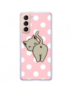 Coque Samsung Galaxy S21 Plus 5G Chat Chaton Pois -...