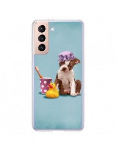Coque Samsung Galaxy S21 Plus 5G Chien Dog Canard Fille -...