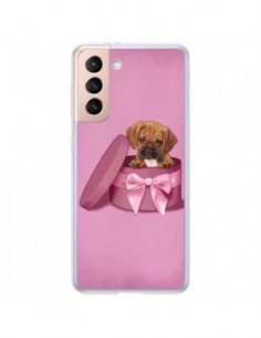 Coque Samsung Galaxy S21 Plus 5G Chien Dog Boite Noeud...