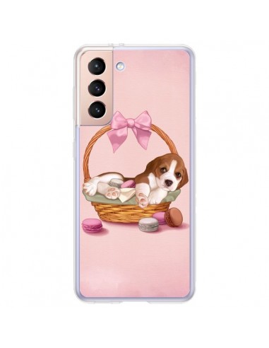 Coque Samsung Galaxy S21 Plus 5G Chien Dog Panier Noeud Papillon Macarons - Maryline Cazenave