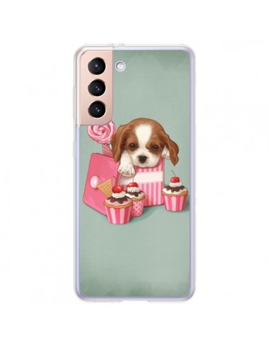 Coque Samsung Galaxy S21 Plus 5G Chien Dog Cupcake Gateau Boite - Maryline Cazenave