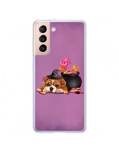 Coque Samsung Galaxy S21 Plus 5G Chien Dog Halloween Sorciere Chaudron Bonbon - Maryline Cazenave