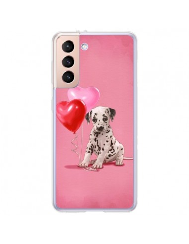 Coque Samsung Galaxy S21 Plus 5G Chien Dog Dalmatien Ballon Coeur - Maryline Cazenave