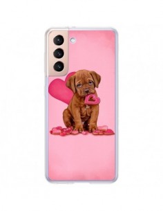Coque Samsung Galaxy S21 Plus 5G Chien Dog Gateau Coeur...