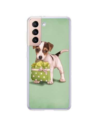 Coque Samsung Galaxy S21 Plus 5G Chien Dog Shopping Sac Pois Vert - Maryline Cazenave