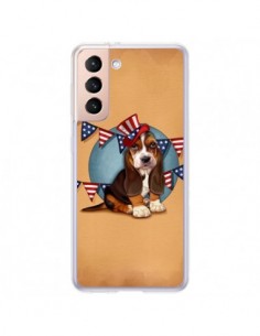 Coque Samsung Galaxy S21 Plus 5G Chien Dog USA Americain...