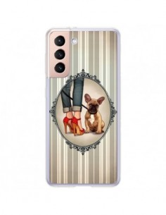 Coque Samsung Galaxy S21 Plus 5G Lady Jambes Chien Dog -...