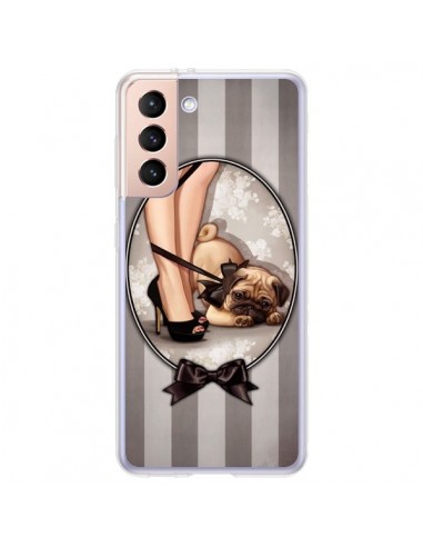 Coque Samsung Galaxy S21 Plus 5G Lady Noir Noeud Papillon Chien Dog Luxe - Maryline Cazenave