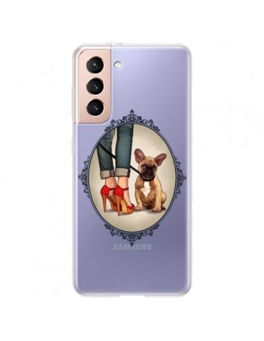 Coque Samsung Galaxy S21 Plus 5G Lady Jambes Chien Bulldog Dog Transparente - Maryline Cazenave