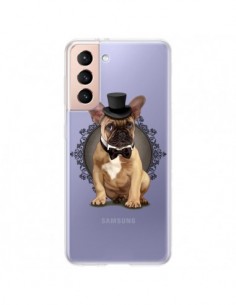 Coque Samsung Galaxy S21 Plus 5G Chien Bulldog Noeud...