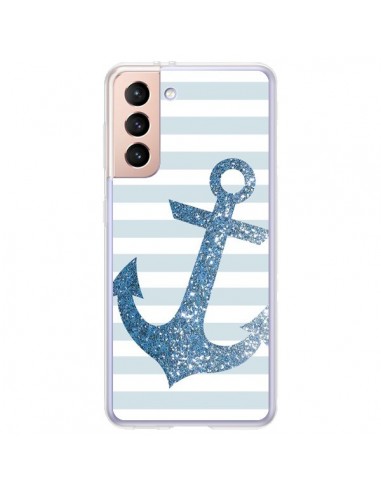 Coque Samsung Galaxy S21 Plus 5G Ancre Bleu Navire - Monica Martinez